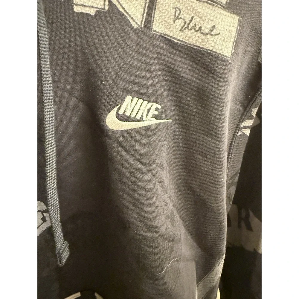 Nike Mens Hoodie Small Bold School‎ Sportswear Club Fleece Casual Black